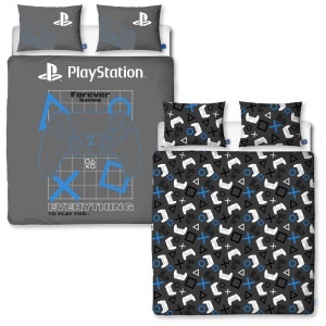 Set de lenjerie de pat PlayStation, gri, reversibil, 200x200 cm