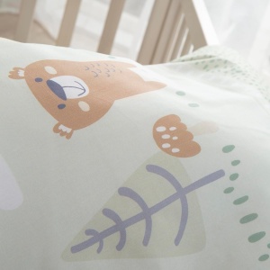 Set de lenjerie pentru bebelusi roba Woodland Buddies, 100 bumbac, 80x80 cm, pastel verde - Img 8