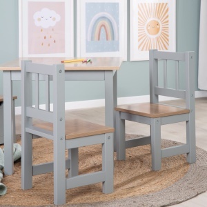 Set de mobilier pentru copii Kindersitzgruppe Woody - 2 scaune si masa, culoare taupe - Img 8