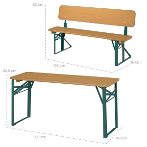 Set de mobilier pentru copii - roba - 3 piese - 2 banci 1 masa - FSC, verdenatural - Img 8