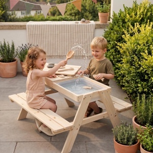Set de mobilier pentru copii roba PLAY for 4 - 2 banci, masa, lemn masiv, exterior - Img 3