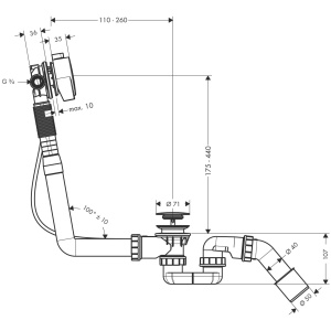Set de montaj pentru cada Hansgrohe Exafill S, crom, pentru cada normala - Img 2