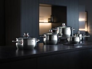 Set de oale cu inductie de calitate WMF 4 piese, set de oale de gatit cu capac de sticla, otel inoxidabil Cromargan lustruit, set de oale cu inductie neacoperite, deschidere cu abur - Img 2