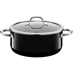 Set de oale cu inductie Silit Passion Black 4 pies, Set de oale de gatit cu capac din sticla, Silargan Ceramic functional, Set de oale cu inductie fara nichel, negru - Img 2