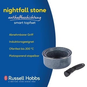 Set de Oale Russell Hobbs Smart Clip, 3 piese, Antiaderente, 161820 cm, Culoare Nocturn - Img 2
