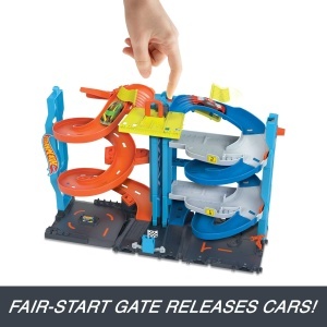 Set de Pista Hot Wheels City 2-in-1 cu 1 Masinuta, Turn de Curse, 66 cm - Img 3