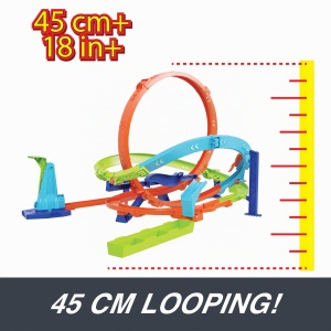 Set de pista Hot Wheels Looping-Zyklon-Challenge cu 2 moduri de joc, 164, cu maner - Img 3