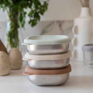 Set de recipiente din otel inoxidabil BEABA 3 cutii, 250 ml, BPA-free, reutilizabile - Img 7