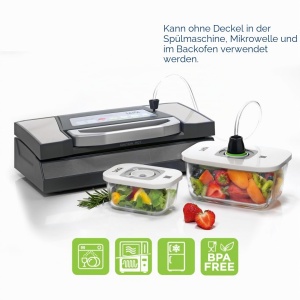 Set de recipiente vidate din sticla LAICA, 0.5L si 1.5L, reciclabile - Img 5