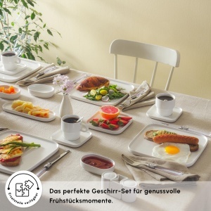Set de Servire pentru Mic Dejun Karaca Cubique, 35 Piese, Alb, pentru 6 Persoane - Img 4