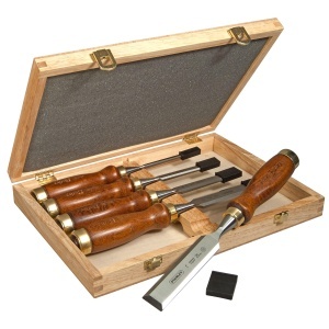 Set de Stechbeitel Stanley Bailey 5 piese, 6-25 mm, otel dur, cutie lemn