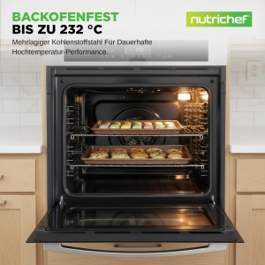 Set de Tavi de Copt NutriChef 3 Piese - Antiaderente, Karbonstahl, Hitzebestandig - Img 3
