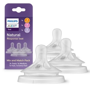 Set de tetine Philips Avent Natural Response SCY96003 3 niveluri de flux anti-colici design anti-picurare