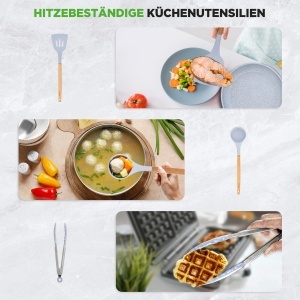 Set de tigai si oale NutriChef, 22 piese, antiaderent, culoare Eisblau - Img 5