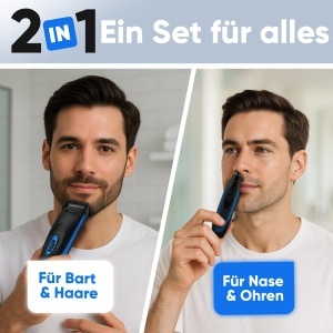 Set de tuns ProfiCare(r) cu indepartare a parului din nas | Lungime de taiere de 3-16 mm | 9 niveluri | incl. statie de incarcare | Cap de barbierit din otel inoxidabil | Aparat de tuns barba pentru barba pentru barba | Trimmer Barbati | PC HSMR 3052 NE - Img 2