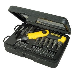 Set de unelte cu clichet Stanley 25 piese, maner articulat, in cutie