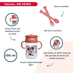 Set de Vase pentru Copii Disney Minnie Farfurie, Bol, Lingura, Furculita si Pahar 360 - Img 4