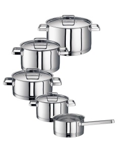 Set de Vase Rohe Germany Chiara, 5 piese, Aluminiu cu Inox, Argintii