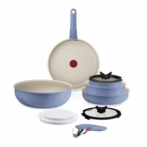 Set de Vase Tefal Ingenio Serenity 11 piese, Aluminiu, Antiaderent, Culoare Albastru