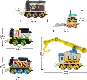 Set de vehicule din metal Thomas prietenii, 5 locomotive cu design de santier pentru copii - Img 3