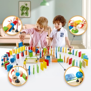 Set Domino Hape Fantastic 107 Piese din Lemn Dezvoltare MINT Accesorii Speciale - Img 3