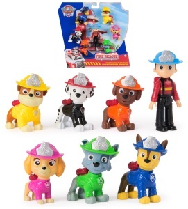 Set figurine PAW Patrol Fire Rescue - 7 personaje, uniforme colorate, pentru copii 3