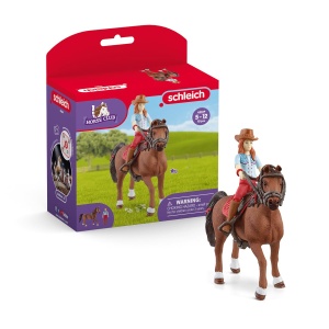 Set Figurine Schleich Horse Club - Hannah si Cayenne, 10 Piese, pentru Copii de la 5 Ani