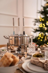 Set fondue ROSLE, 6 persoane, inox, 2L, 1000W, cu arzator pe gaz si accesorii - Img 5