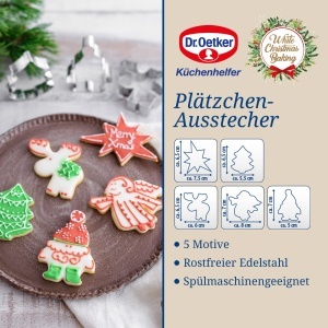 Set forme de prajituri Dr Oetker White Christmas Baking 5 motive otel inoxidabil - Img 2