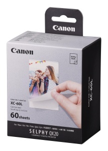 Set Fotopapier Autoadeziv Canon XC-60L, 60 Foi, pentru Selphy QX20