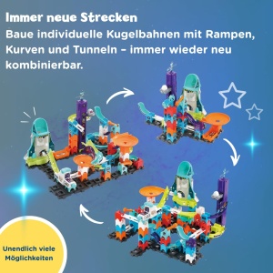 Set interactiv de constructie VTech Marble Rush Space Magnetic XL300 E, 115 piese, pentru copii 4-12 ani - Img 5