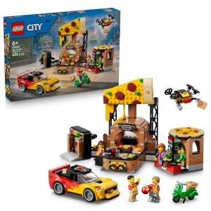 Set LEGO City Pizza cu Vehicule - 60496, 494 piese, 5 minifigurine