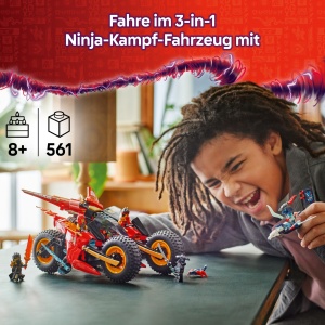 Set LEGO NINJAGO Ninja-Actionflitzer 3-in-1 cu 6 Minifiguri si 561 Piese - Img 2