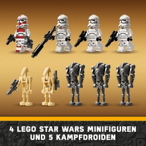 Set LEGO Star Wars 75372 - Pachet de Lupta Clone Trooper si Battle Droid cu 4 Minifigurine si Speeder Bike - Img 3