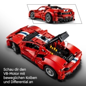 Set LEGO Technic Ferrari 488 Pista - 882 piese, V8, cu Lenkung - Img 3