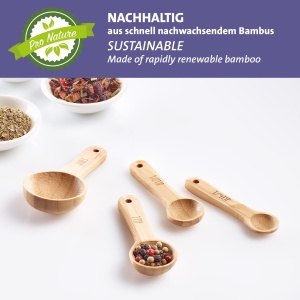 Set linguri masurare Westmark Woody 4 piese bambus pentru ingrediente uscate si condimente - Img 6