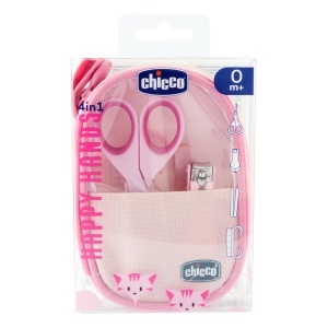 Set Manichiura pentru Fete Chicco, cu 5 Unelte, Culoare Rosa, 0 luni