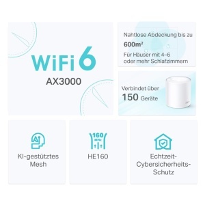 Set Mesh TP-Link Deco X50, Wi-Fi 6, 3000 Mbits, acoperire 650 m - Img 3