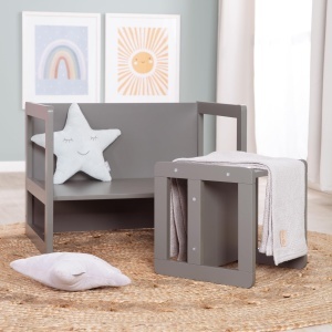 Set mobilier copii Roba 3in1 multifunctional lemn MDF culoare antracit - Img 3
