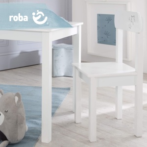 Set mobilier copii Roba Little Stars 2 scaune si 1 masa alb cu imprimeu stele MDF lacuit - Img 4
