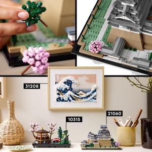 Set model LEGO Architecture Burg Himeji 21060, pentru adulti, cu 4 copaci de cires - Img 7