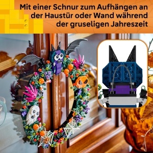 Set Modelaj LEGO Halloweenkranz 40825 - Decoratiune cu Fledermaus si Fantoma, 617 Piese - Img 5
