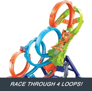 Set pista Hot Wheels cu 4 loop-uri, 3 benzi de crash si accelerator electric, HXT06 - Img 5