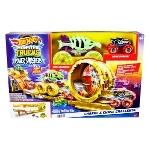 Set Pista Hot Wheels Monster Trucks cu 2 Masini Skelesaurus si Bone Shaker, 164 - Img 7