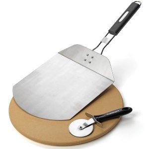 Set Pizza Grill Cuisinart 3 piese - Pizzastein 33 cm, Pizzaschaufel si Pizzaschneider