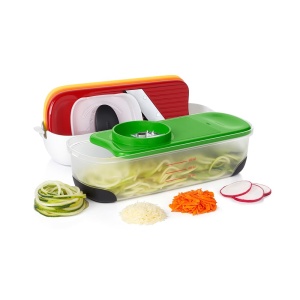 Set razatoare si feliator OXO Good Grips cu taietor spiralat, fabricat din otel inoxidabil gravat - in rosu, verde, portocaliu si galben - Img 1
