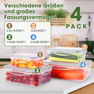 Set recipiente YASHE 4 piese plastic transparent BPA free 100 etans - Img 3