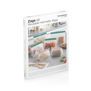 Set reutilizabil InnovaGoods Zags 6 pungi etanse pentru depozitare alimente diferite dimensiuni - Img 4