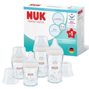 Set Sticle din Sticla NUK Perfect Match, 120 ml si 230 ml, Anti-Colic, Control Temperatura