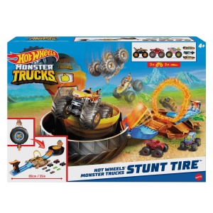 Set Stunt cu Masini Monster Trucks Hot Wheels, 6 vehicule, 88 cm, pentru copii 4-8 ani - Img 6